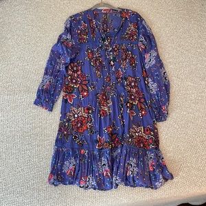 Anthropologie Dana Pintucked Tunic floral Boho